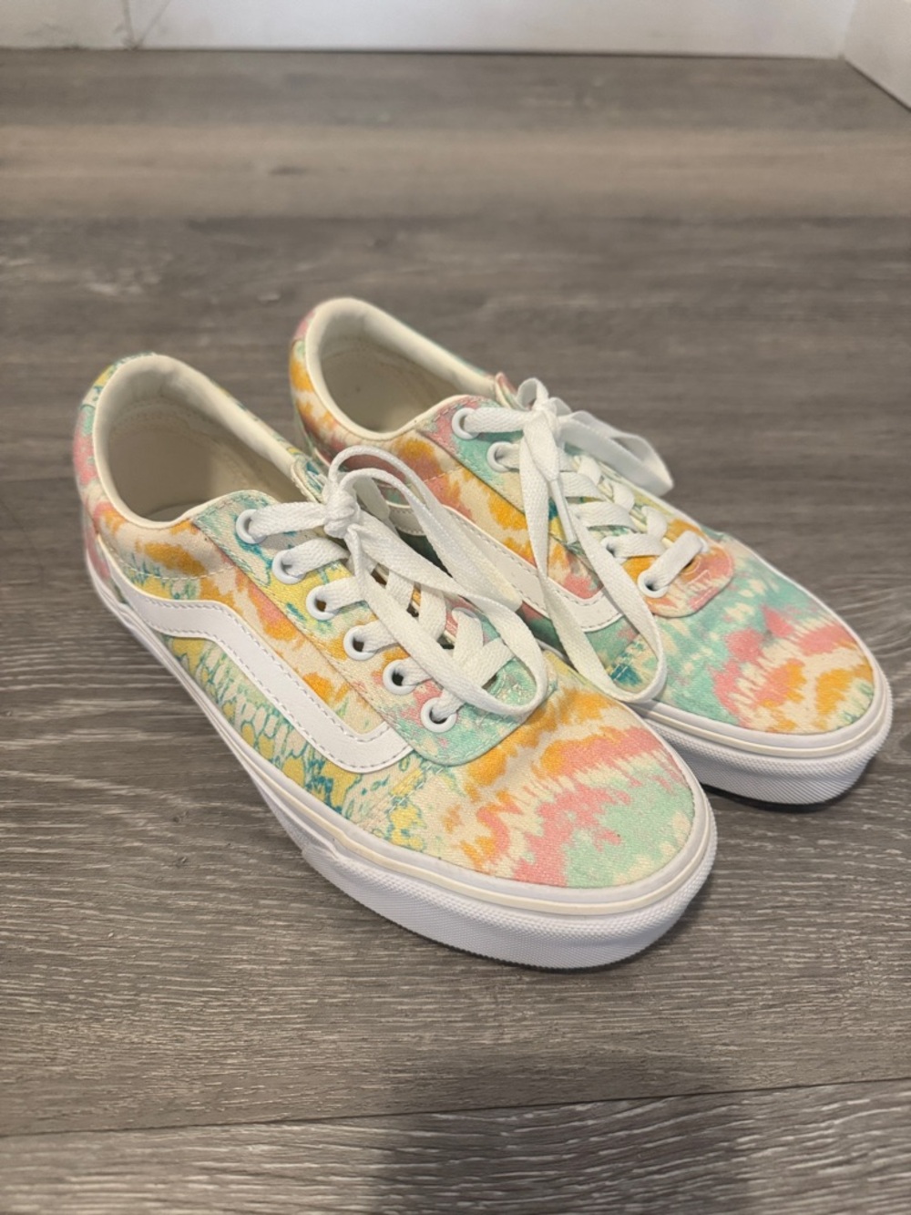Vans Pastel Tie-Dye Low Top Sneakers - Mint, Peach, Yellow, White